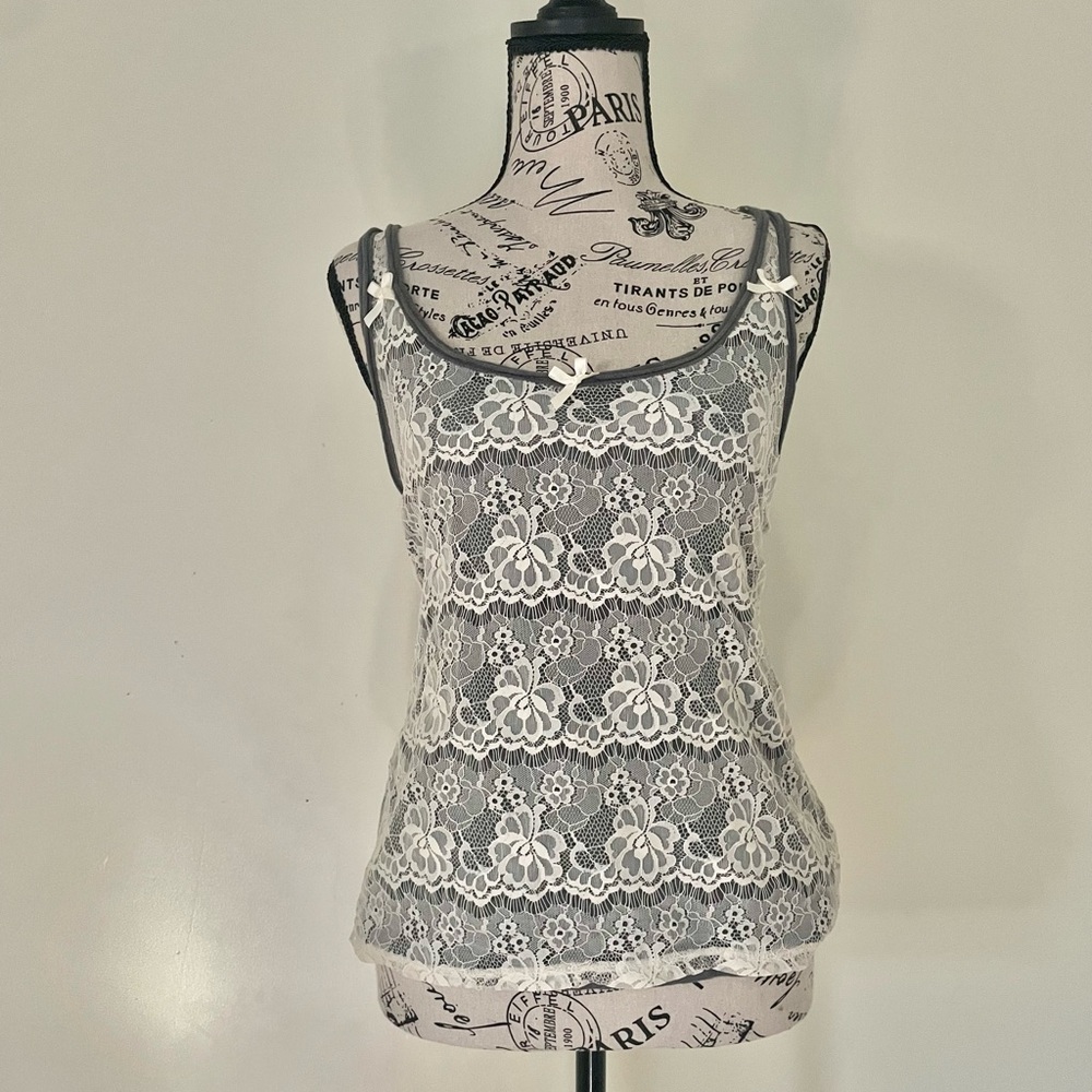 Abercrombie & Fitch Gray Lace Camisole with bows Womens Size M